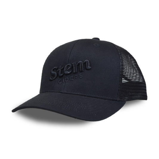 Black Embroidered Trucker Hat